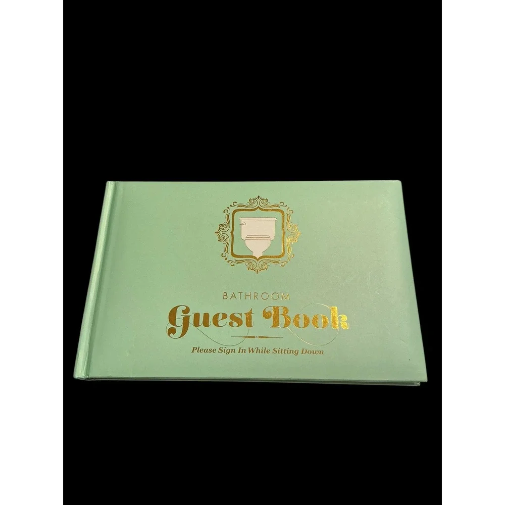 Knock Knock Bathroom Guest Book Mint Green Hardcover Gold Foil Funny Gift Humor